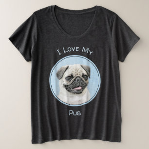 Mops Malerei - Niedliche Original Hunde Kunst Große Größe T-Shirt