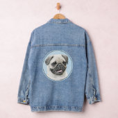Mops Malerei - Niedliche Original Hunde Kunst Jeansjacke (Hangar)