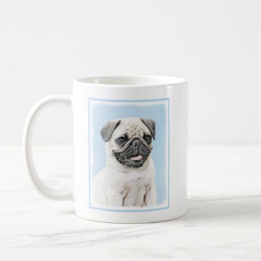 Mops Malerei - Niedliche Original Hunde Kunst Kaffeetasse (Links)