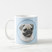 Mops Malerei - Niedliche Original Hunde Kunst Kaffeetasse (Links)