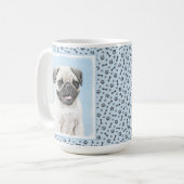 Mops Malerei - Niedliche Original Hunde Kunst Kaffeetasse (Vorderseite Links)