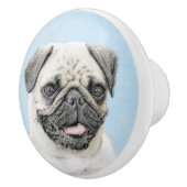 Mops Malerei - Niedliche Original Hunde Kunst Keramikknauf (Rechts)