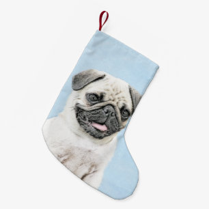 Mops Malerei - Niedliche Original Hunde Kunst Kleiner Weihnachtsstrumpf
