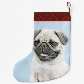 Mops Malerei - Niedliche Original Hunde Kunst Kleiner Weihnachtsstrumpf (Rückseite)