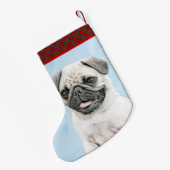 Mops Malerei - Niedliche Original Hunde Kunst Kleiner Weihnachtsstrumpf (Rückseite (Hängend))