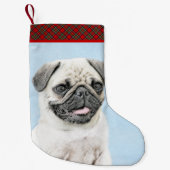 Mops Malerei - Niedliche Original Hunde Kunst Kleiner Weihnachtsstrumpf (Vorderseite)