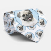 Mops Malerei - Niedliche Original Hunde Kunst Krawatte (Gerollt)