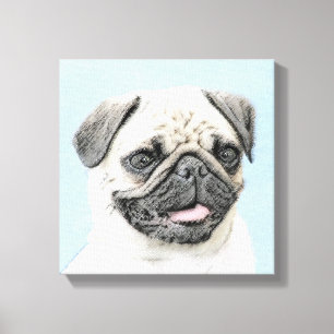 Mops Malerei - Niedliche Original Hunde Kunst Leinwanddruck