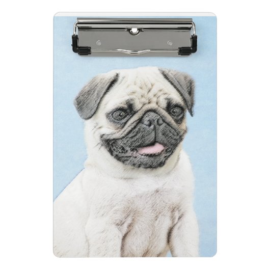 Mops Malerei - Niedliche Original Hunde Kunst Mini Klemmbrett (Vorderseite)