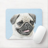 Mops Malerei - Niedliche Original Hunde Kunst Mousepad (Mit Mouse)