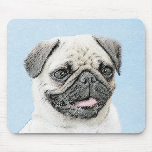 Mops Malerei - Niedliche Original Hunde Kunst Mousepad (Vorne)