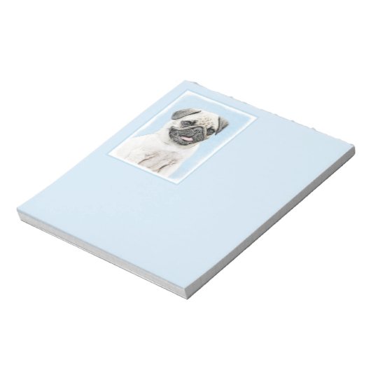 Mops Malerei - Niedliche Original Hunde Kunst Notizblock (Rotiert)