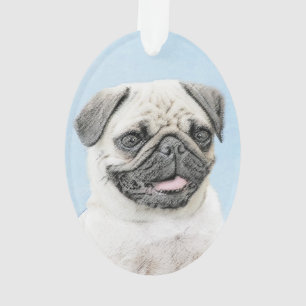 Mops Malerei - Niedliche Original Hunde Kunst Ornament