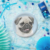 Mops Malerei - Niedliche Original Hunde Kunst Pappteller (Party)