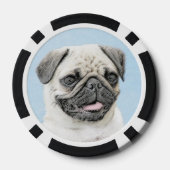Mops Malerei - Niedliche Original Hunde Kunst Pokerchips (Rückseite)