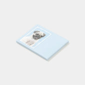 Mops Malerei - Niedliche Original Hunde Kunst Post-it Klebezettel (angewinkelt)