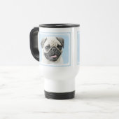 Mops Malerei - Niedliche Original Hunde Kunst Reisebecher (Vorderseite Links)