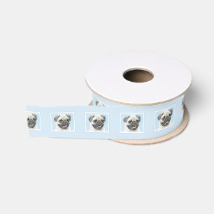 Mops Malerei - Niedliche Original Hunde Kunst Ripsband