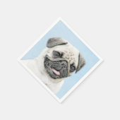 Mops Malerei - Niedliche Original Hunde Kunst Serviette (Ecke)