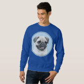 Mops Malerei - Niedliche Original Hunde Kunst Sweatshirt (Vorne ganz)