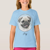 Mops Malerei - Niedliche Original Hunde Kunst T-Shirt (Vorderseite)