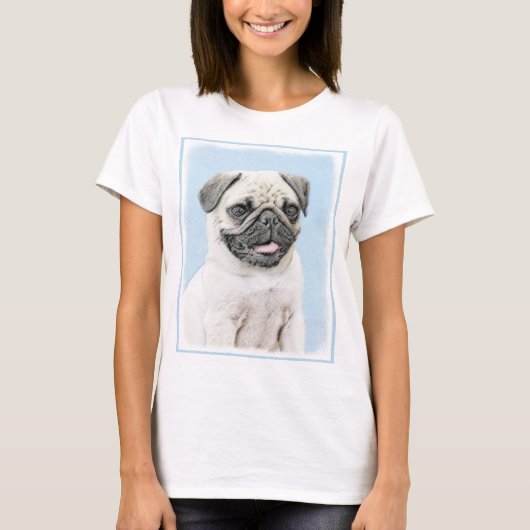 Mops Malerei - Niedliche Original Hunde Kunst T-Shirt (Vorderseite)