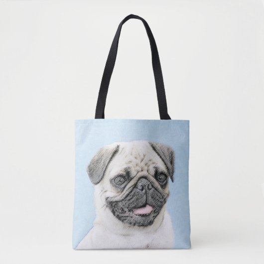 Mops Malerei - Niedliche Original Hunde Kunst Tasche (Vorderseite)