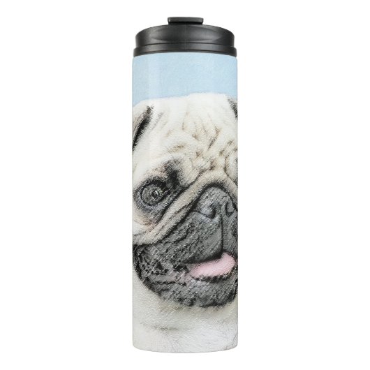 Mops Malerei - Niedliche Original Hunde Kunst Thermosbecher (Vorderseite)