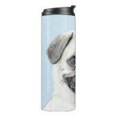 Mops Malerei - Niedliche Original Hunde Kunst Thermosbecher (Nach links gedreht)