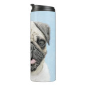 Mops Malerei - Niedliche Original Hunde Kunst Thermosbecher (Nach rechts gedreht)