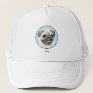 Mops Malerei - Niedliche Original Hunde Kunst Truckerkappe