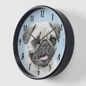 Mops Malerei - Niedliche Original Hunde Kunst Uhr (Winkel)