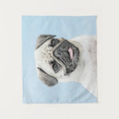 Mops Malerei - Niedliche Original Hunde Kunst Wandteppich (Vorderseite)