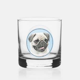Mops Malerei - Niedliche Original Hunde Kunst Whiskyglas