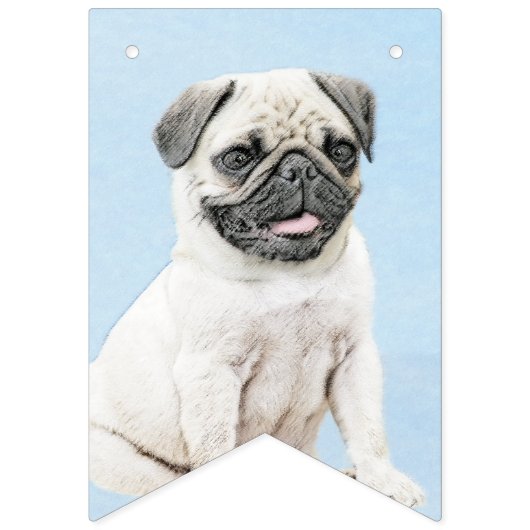 Mops Malerei - Niedliche Original Hunde Kunst Wimpelkette (Erste Fahne)