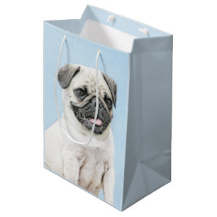 Mops-Malerei - niedliche ursprüngliche Hundekunst Mittlere Geschenktüte