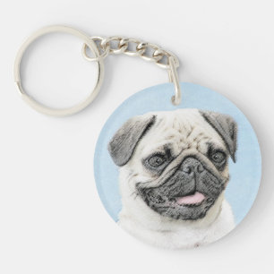 Mops Malerei - Süße originelle Hundekunst Schlüsselanhänger