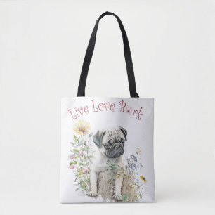 Mops-Mama Blumen Tasche