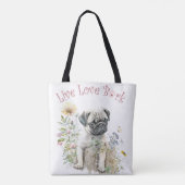 Mops-Mama Blumen Tasche (Rückseite)