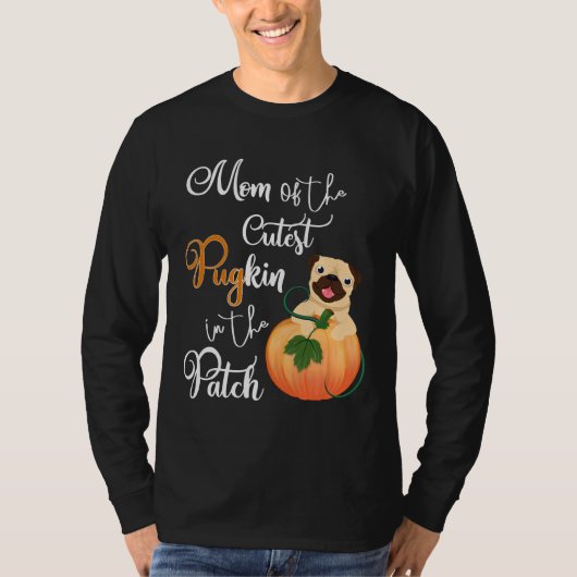 Mops-Mama der Niedlichen PuGkin im Patch gelockert T-Shirt (Vorderseite)