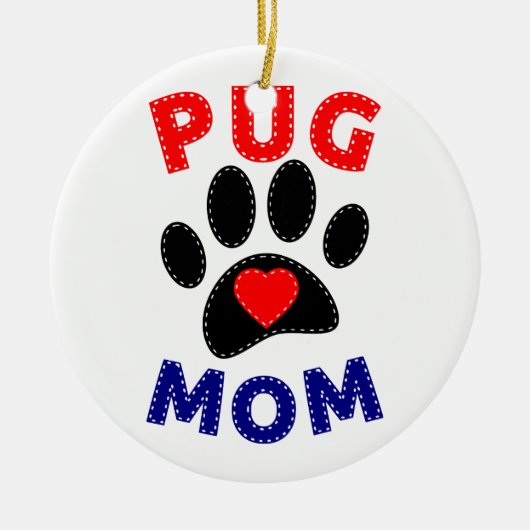 Mops Mama Hunde Mama Zeichnend Keramik Ornament (Vorne)