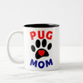 Mops Mama Hunde Mama Zeichnend Zweifarbige Tasse (Links)