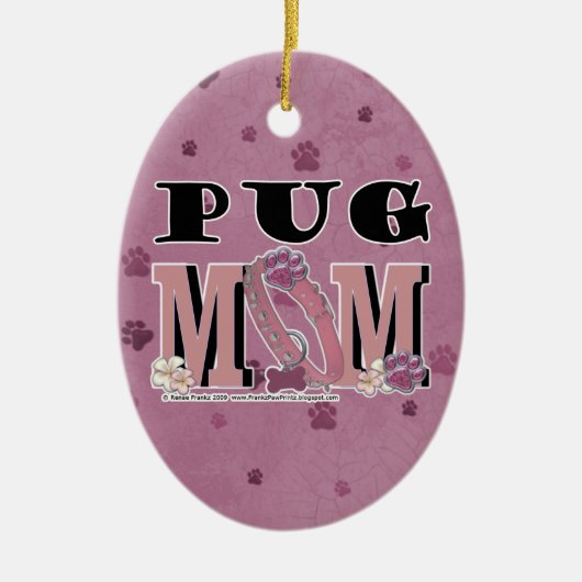Mops MAMA Keramik Ornament (Vorne)