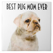 Mops Mama Keramik Tile Fliese (Vorderseite)