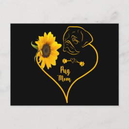 Mops Mama mit Sonnenblumen Mops Liebhaber Mutterta Postkarte