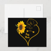Mops Mama mit Sonnenblumen Mops Liebhaber Mutterta Postkarte (Vorne/Hinten)