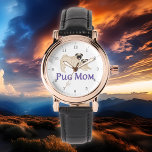 Mops Mama Pair Fawn Möpsen Stilvoll Armbanduhr<br><div class="desc">Mops Mama Armbanduhr: Strap auf diese funktionelle und stilvolle Handgelenk-Uhr Mops-Mama, um die Zeitspur behalten und deine Liebe für deine Lieblingshunde Rasse, den Mops. Das Mops Hund Design verfügt über ein Paar farbige Möpsen mit lila Text, der Mops Mama sagt. Die Uhr ist nummeriert, um die Zeiterfassung zu vereinfachen. Sie...</div>