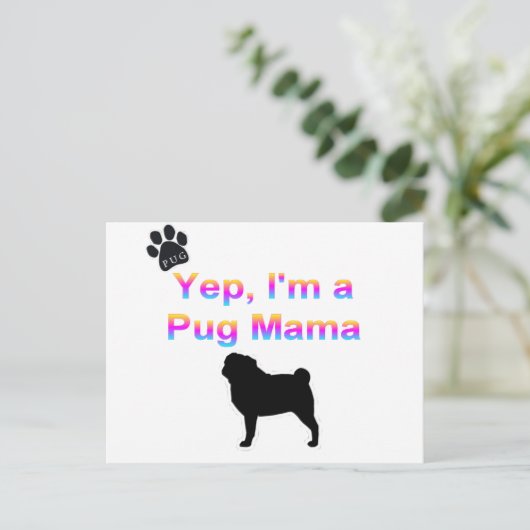 Mops Mama Postkarte (Stehend Vorderseite)