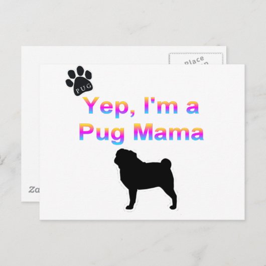 Mops Mama Postkarte (Vorne/Hinten)