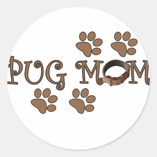 Mops Mama Runder Aufkleber (Vorderseite)